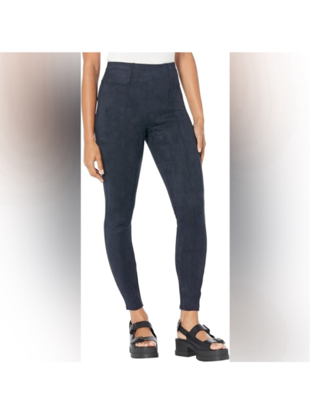 SPANX Faux Suede Classic Navy Blue Shaping Leggings sz M